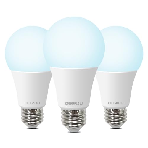 100W Equivalent A19 5000K Daylight LED Light Bulbs, 1500 Lumens, E26 Base, Non-Dimmable, 13W Bright White for Bedroom Home Office, 3 Pack
