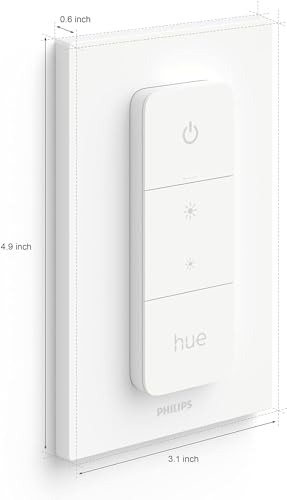 PHILIPS Hue Smart Dimmer Switch with Remote, White, 1 Pack, Turns Hue Lights On, Off, Dims or Brightens, Smart Home Control, Requires Bridge, Easy, No-Wire Installation