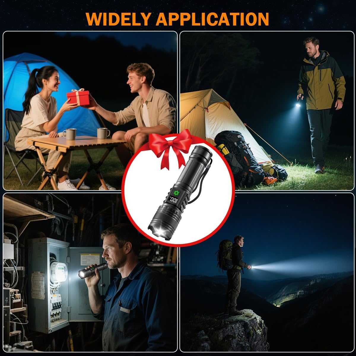 3Pack Rechargeable Flashlights High Lumens 9900FL, LED Flashlight Rechargeable with LCD Digital Display, 5Modes Adjustable Flash Light