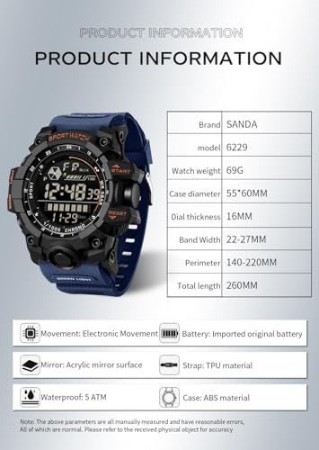 FANMIS Mens Military Multifunction Digital LED Watch Electronic Waterproof Alarm Quartz Sports Watch