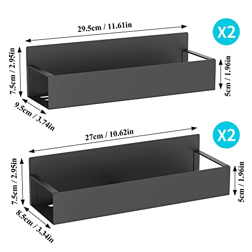 Metal 4 Pack Magnetic Spice Storage Rack Organizer for Refrigerator and Oven, Black Fridge Organizers and Storage