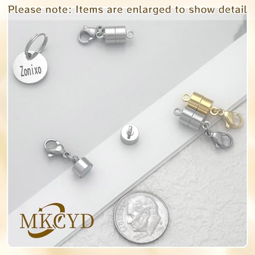 Magnetic Necklace Clasp with Lobster Clasp,14K Gold and Silver Magnetic Jewelry Clasps for Necklace Extender Bracelet Closures