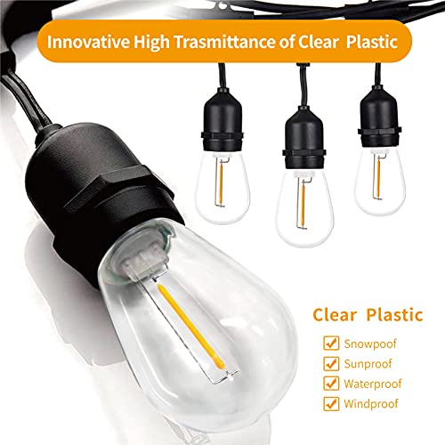 Meconard 24 Pack LED S14 Replacement Light Bulbs, Shatterproof Outdoor 1 Watt to Replace 11Watts String Incandescent Bulb, E26 Regular Medium Screw Base, 2200K Warm White, Non-Dimmable