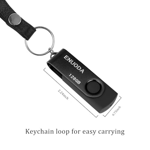 128GB Flash Drive ENUODA Thumb Drive 128GB Swivel Design USB 2.0 Memory Stick Data Storage Jump Drive Pen Drive for Laptop PC Computer (1 Pack, Black)