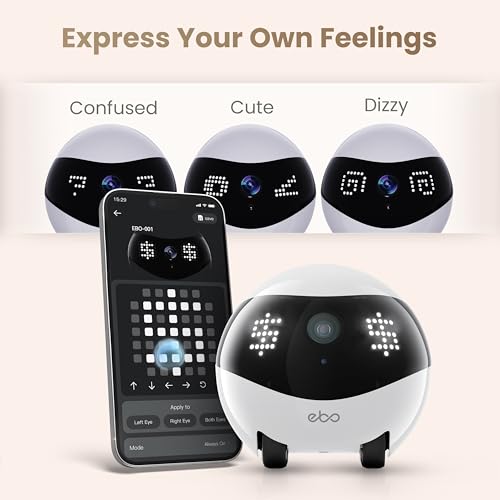 Enabot EBO Air 2 Mobile Pet Camera Robot: 2K FamilyBot with Two-Way Talk | Family Companion with Whole-Home Mobility, Custom Pixel Facial Expression, Auto-Recharge, Night Vision, Long Distance Gift