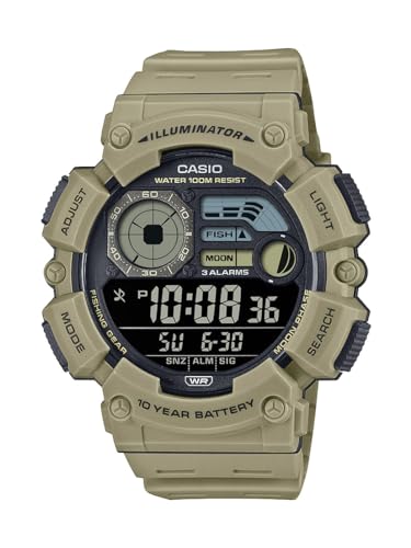 Casio WS1500H Series | Men’s Digital Watch | 100M WR | Dual Time | Countdown Timer | LED Light | Moon Phase | Fishing Mode | Auto Calendar | Multi Alarms | 1/100 SEC Stopwatch