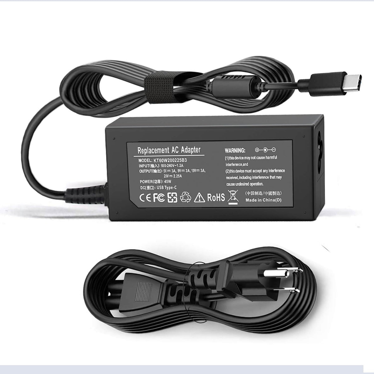 45W USB C Laptop Charger for Acer Chromebook R13 11 13 15 311 315 CP311 CP713 C933 CB5-312T R751T SF713 SP714 N17Q5 N17P6 N16Q10 N16Q14 N16Q12 N18Q1