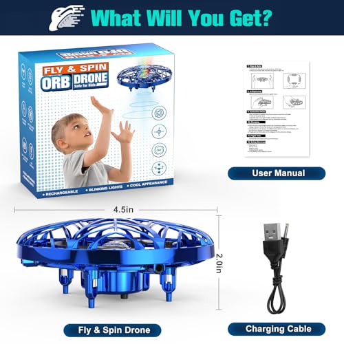 Hand Operated Drone Toy for Kids - Easy Fly Hover Drone with AI Motion Sensor, Rechargeable Drones for Kids 8-12 & 6-8, Safe Mini Quadcopter with Auto Hover, 360 Flip/Roll, Perfect Boys Girls Drones for Age 4-6-8-12 Birthday Gifts