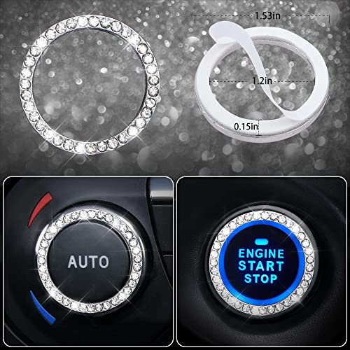 CAR PASS 11 PCS Bling Diamond Car Accessories for Women, Sparkly Rhinestone Steering Wheel Cover, Bling Seat Belt Cushion, Glitter Shift Knob Cover, Car Cup Holder Coaster, Cute Interior Sets Silver