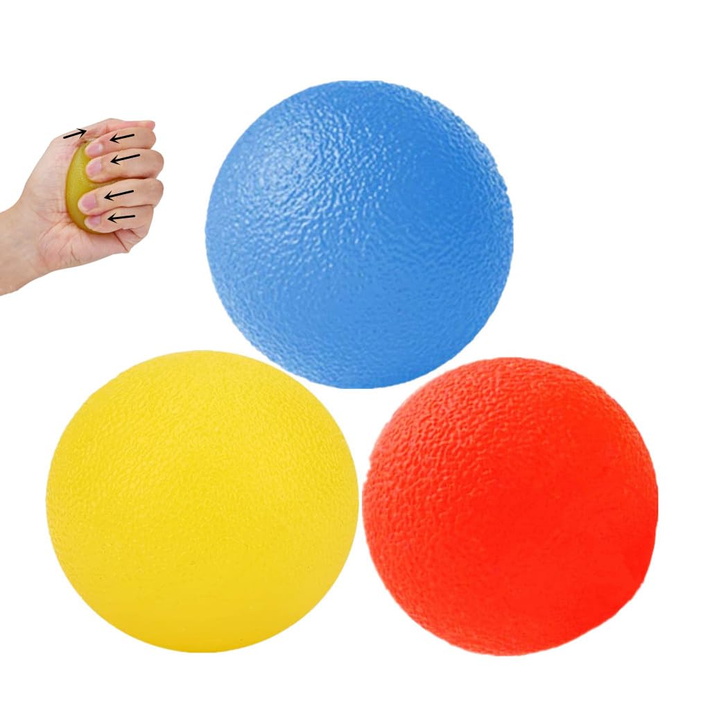 3 Resistance Levels Hand Exercise Balls, Stress Balls for Adults, Squeeze Balls for Physical Therapy, Hand Grip Strength Trainer Hand Squeezers for Strength, Wrist Forearm Finger Exerciser