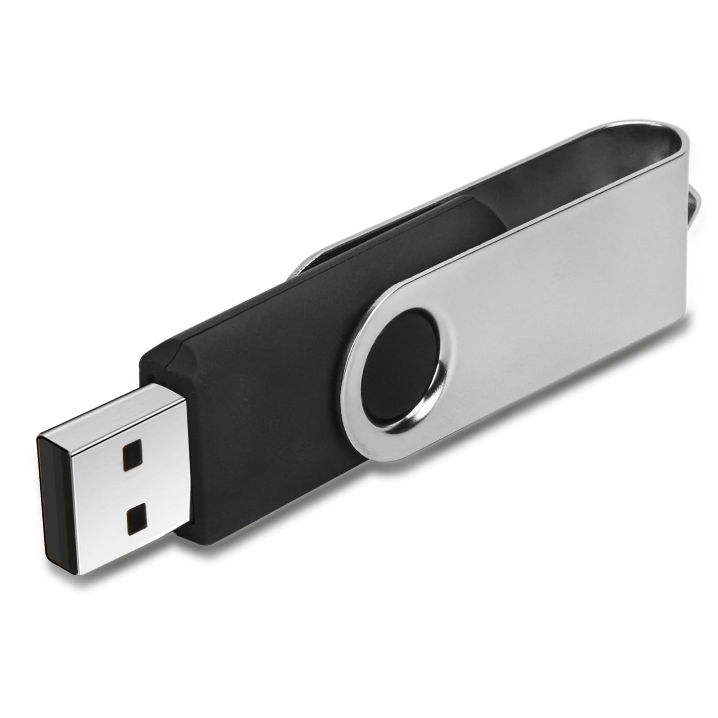 Swivel Design 16GB USB Flash Drive with Keychain, USB 2.0 Portable Thumb Drive Memory Stick, FAT32 Format Flashdrive for Data Storage, Photos, Music, Files (Black, 16 GB)