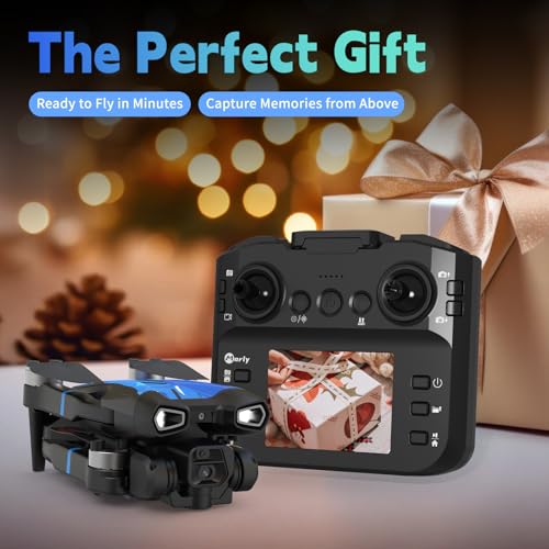 M18LCD Drone with 4K Camera for Adults Drone with Screen on Controller Brushless Motor Optical Flow Positioning Headless Mode One Key Takeoff/Landing RC Quadcopter for Beginners Adults Gifts