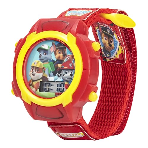 Nickelodeon Paw Patrol Kids Digital Watch with LCD Display, Velcro Strap, Chase, Marshall, Rubble & Rocky, Perfect for Young Fans Learning to Tell Time, Ideal Gift for Kids Ages 3+