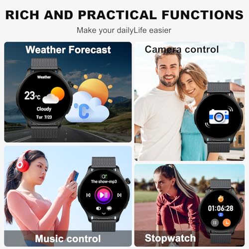 Smart Watch for Men Women Fitness: Make Answer Call Running Digital Mens Watches Waterproof Smartwatch Android Phone iPhone Samsung Compatible Step Pedometer Tracker Heart Rate Sleep SpO2 Monitor