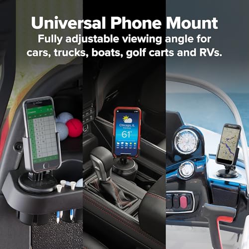 WeatherTech CupFone, Universal Cup Holder Phone Mount for Cars – Adjustable & Secure Fit with Open Access for Charging – Compatible with iPhone, Android - Plastic Knobs, Black