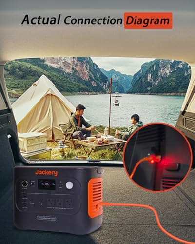 YEZriler 14AWG Car Charging Cable for Jackery Portable Power Station Explorer 3000 2000 1500 1000 880 550 500 300 290 240 160 Jackery Accessories Cigarette Lighter Charger DC Adapter Cord 2M - Orange
