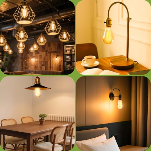 Sigalux LED Edison Bulbs 40 watt Equivalent, E26 Light Bulb Dimmable, Soft White 2700K, Amber Glass ST58 Vintage LED Bulbs, 90+ CRI, 4.5W 400LM, E26 Base, 4 Pack