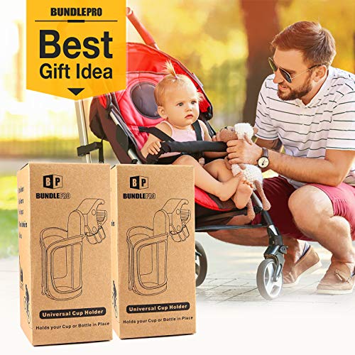 Pack of 2 Stroller Cup Holders, Universal Drinks Holder for Bikes, Trolleys or Walkers