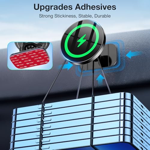 Coolpow for Magsafe Car Mount Charger【100% Stable】15W Magsafe Car Charger Magnetic Phone Holders for Your Car Accessories for Women Men Car Phone Holder Wireless Car Charger for iPhone 17 16 15 14 13