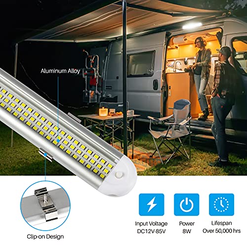 12v LED Interior Light Bar,CT CAPETRONIX 120LEDs 1500LM 8W DC 12 Volt led Strip Lights with ON/Off Switch,for Enclosed Cargo Trailer, Car RV Van Truck Lorry Camper Boat Caravan Motorhome (4Pack)