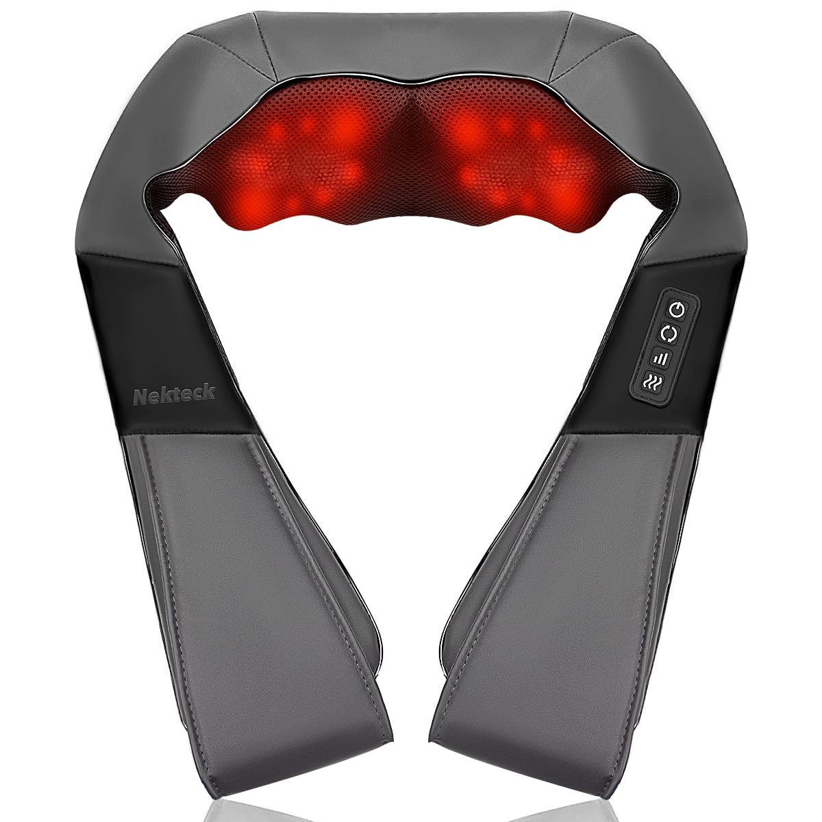 Nekteck Shiatsu Neck & Back Massager with Heat – Electric Kneading Shoulder Massager for Relaxation, Comfort, and Stress Relief (Not Cordless)