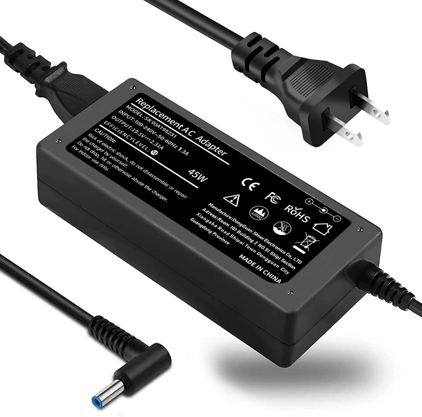 TSKYBEAR 45W Charger Compatible with HP Laptop Charger, Pavilion, Pavilion X360, Elitebook, Stream, Probook, Notebook 11 14 15 15-f272wm 15-f387wm Computer Smart Blue Tip Power Supply Cord Plug