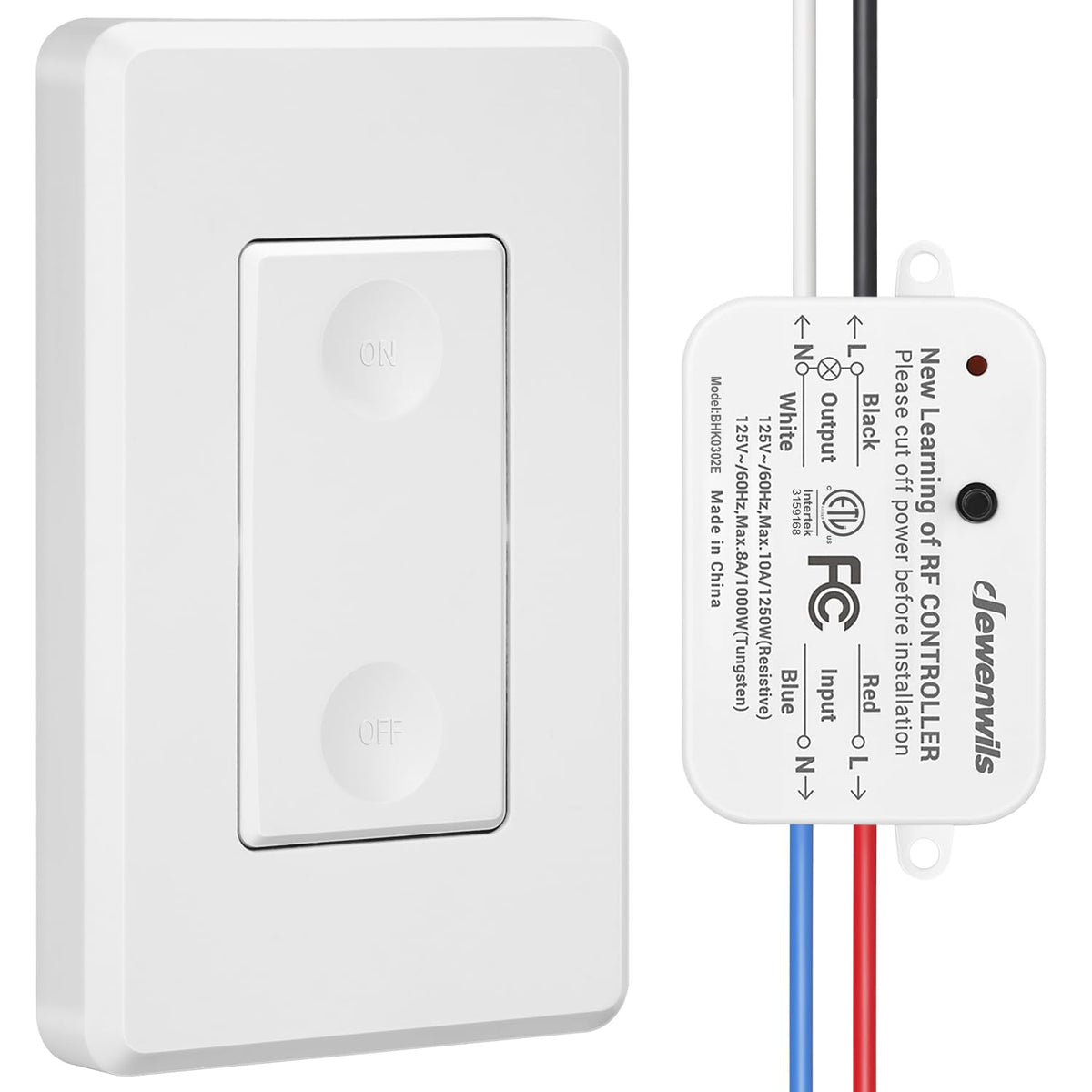 DEWENWILS Wireless Remote Light Switch, Expandable Wireless Wall Switch Kit, No Wiring, No WiFi, 100 Ft RF Range, Programmable, Remote Control Light Fixture for Lamps, Ceiling Lights, Fans