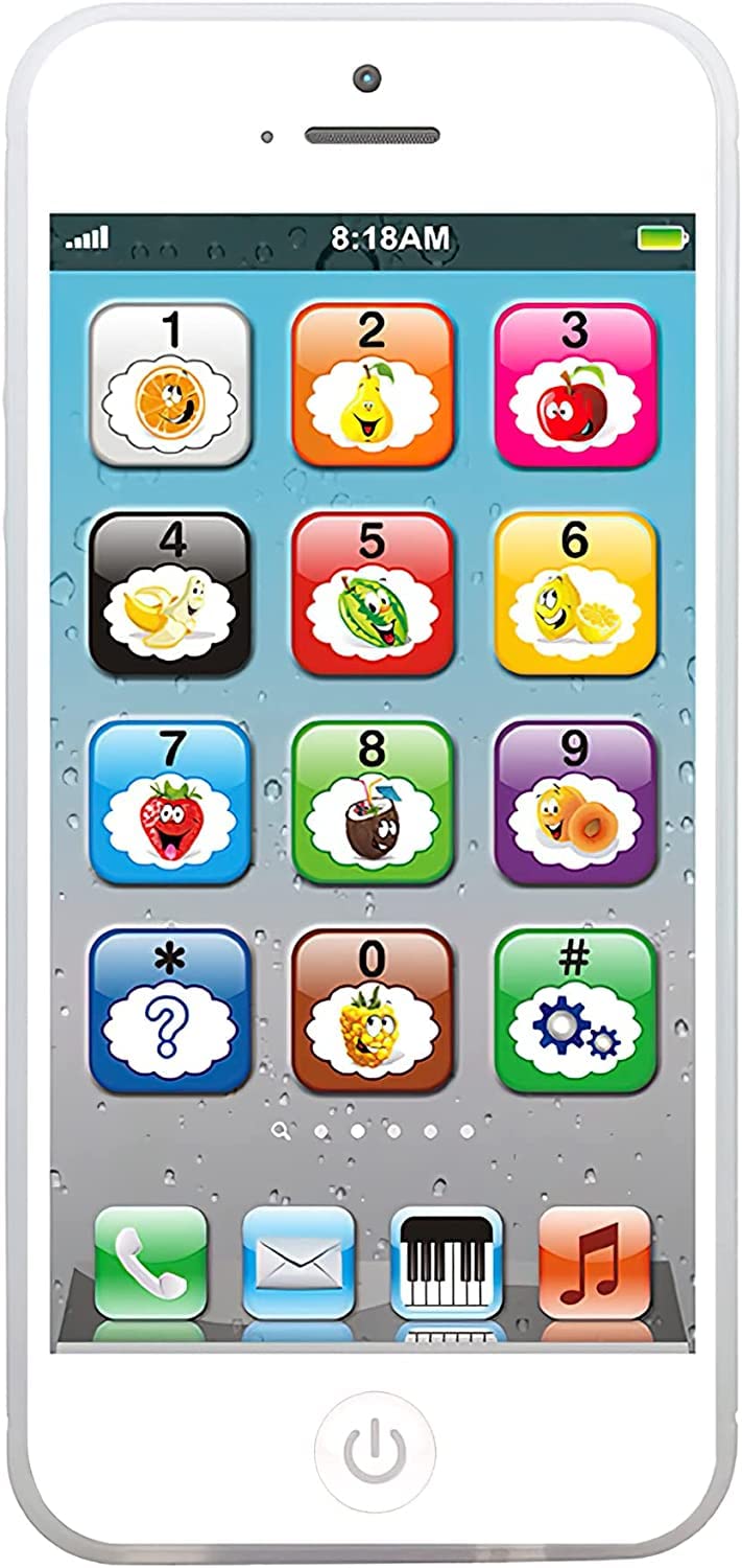 Toy Learning Play Cell Phone with 8 Functions and Dazzling Lights Interactive Toy for Toddler Baby Kids Boys Girls