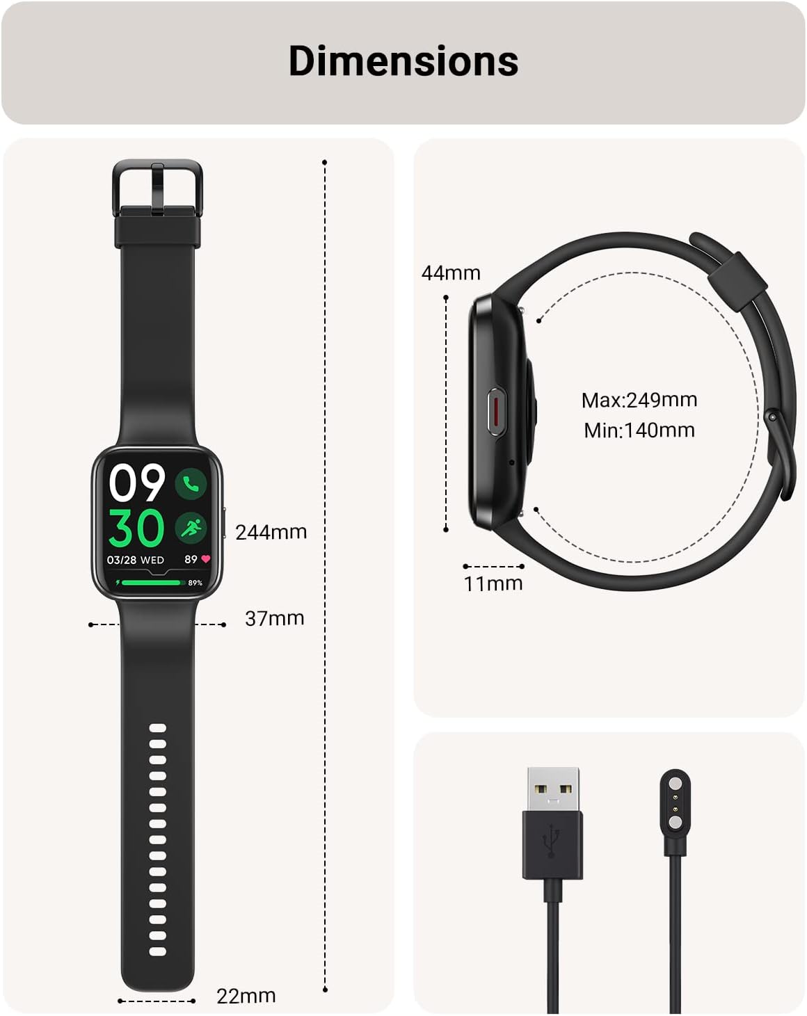 Tensky Smart Watch for Men/Women Android & iPhone, Alexa Built-in, 1.8" Touch Screen Fitness Tracker with Answer/Make Calls, 3ATM Waterproof Heart Rate/Sleep/SpO2 Monitor, Pedometer, 100+ Sport Modes