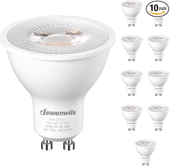 DEWENWILS 10-Pack GU10 LED Bulb Dimmable, 3000K Warm White GU10 Bulb Replacement for Track Lighting, 500LM, 7W(50W Equivalent) LED Light Bulb for Kitchen, Range Hood, Living Room, Bedroom
