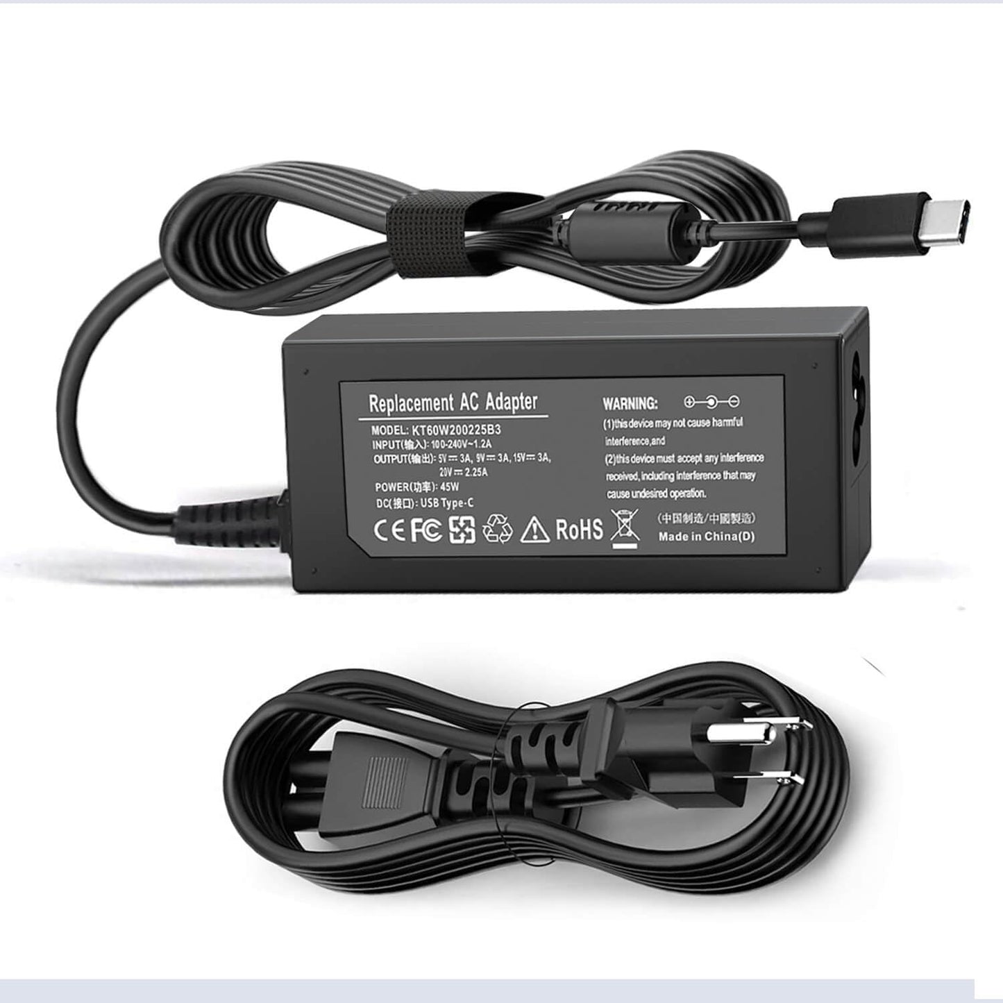 45W USB C Laptop Charger for Acer Chromebook R13 11 13 15 311 315 CP311 CP713 C933 CB5-312T R751T SF713 SP714 N17Q5 N17P6 N16Q10 N16Q14 N16Q12 N18Q1 N15Q13 PA-1450-78 A16-045N1A AC Adapter Power Cord