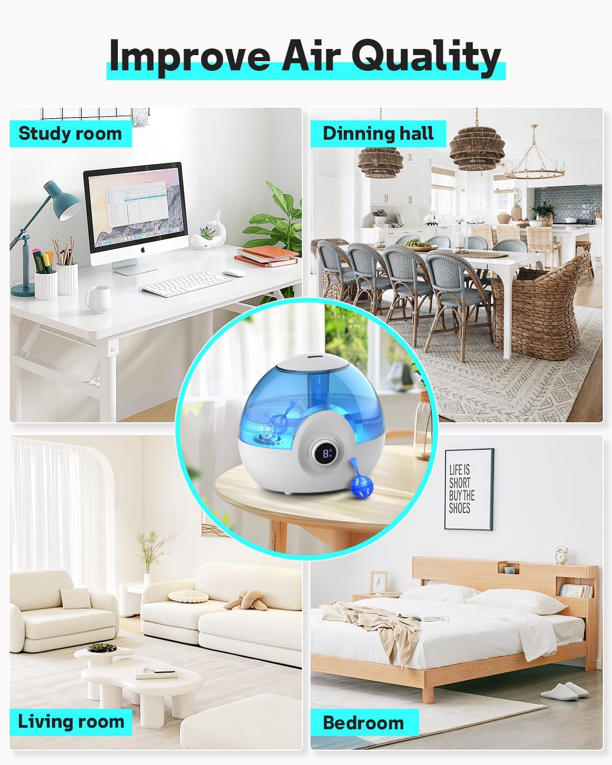 Leemone Humidifier Cleaner 12 Pack, Demineralization Cleaning Ball, Works in All humidifiers and Fish Tanks, Purifies Water, Prevents Hard Water Build-Up, Reduces Scale