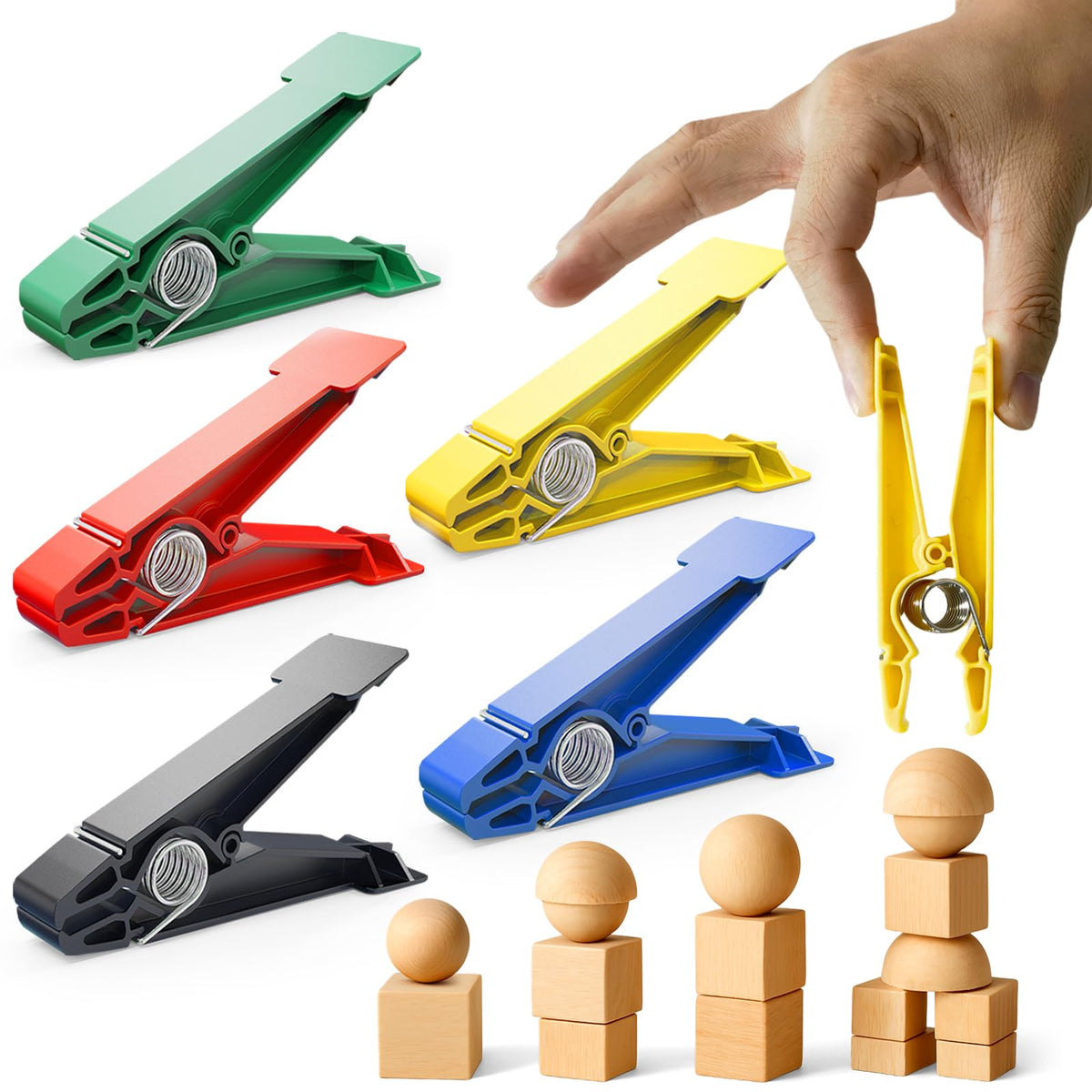 FitBeast Finger Exerciser Set โ 5 Resistance Clips for Hand Therapy, Grip Strength & Dexterity โ Ideal Finger Strengthener for Rehab, Stroke Recovery, Arthritis, Seniors & Athletes