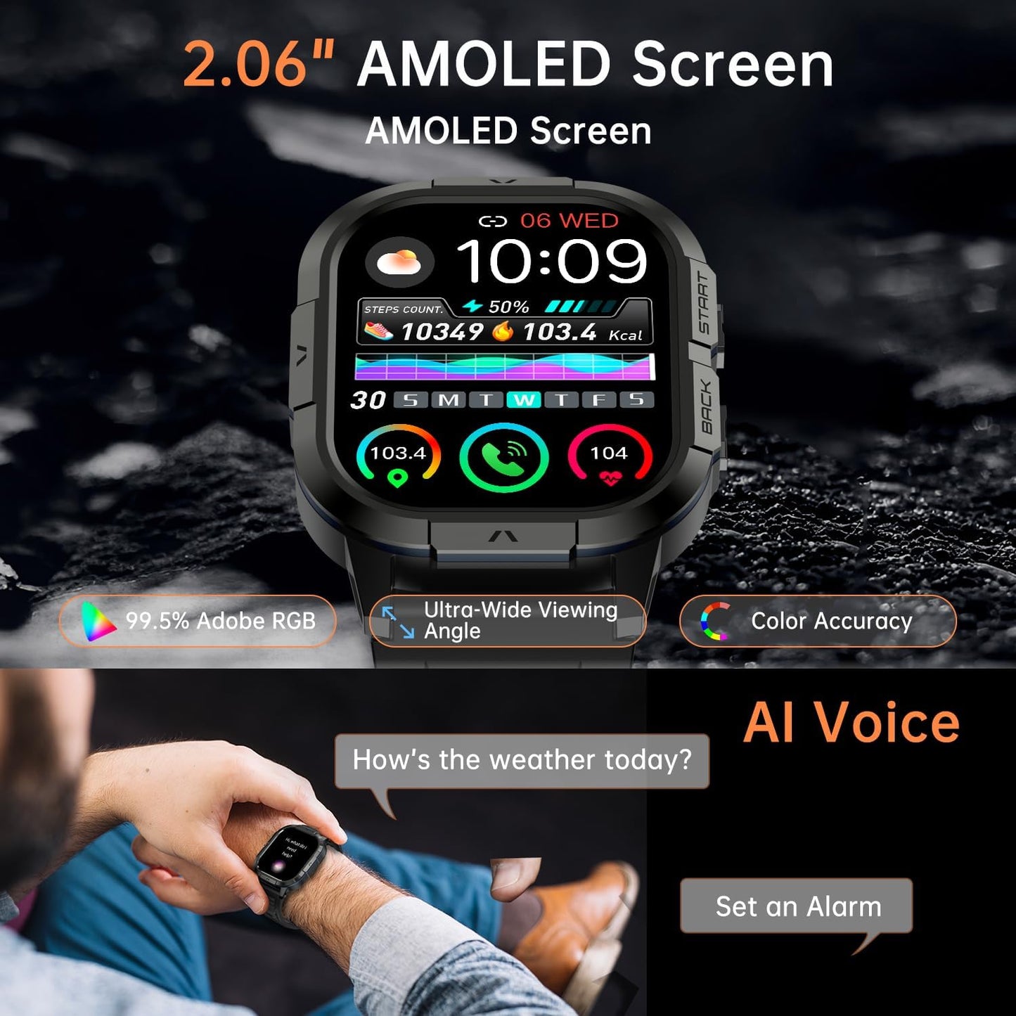 Smart Watch for Men – Fitness Tracker, Waterproof Military Digital Watch, Running & Sports, Answer Calls, Android & iPhone Compatible
