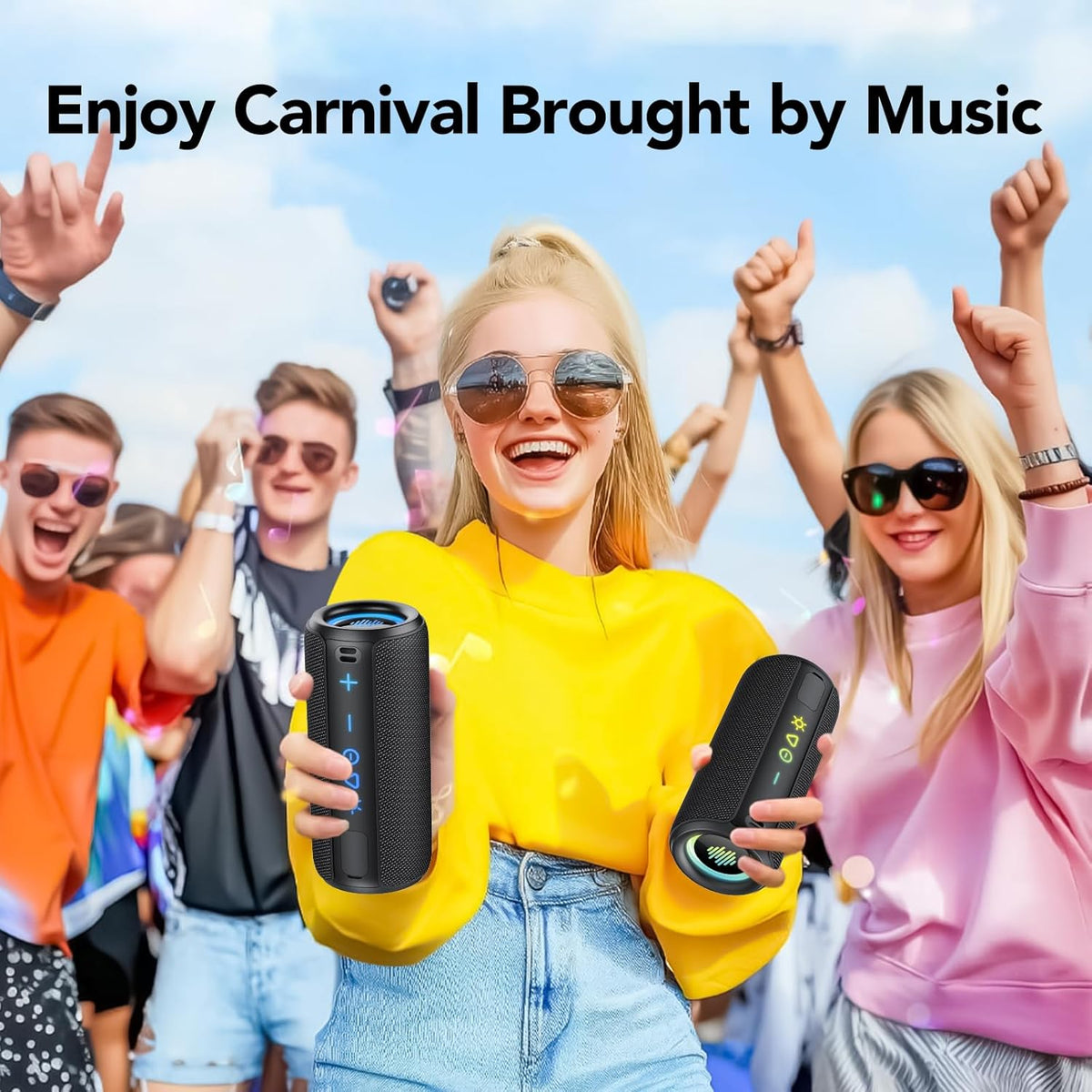 TIMU Portable Bluetooth Speaker, 25W Super Loud Wireless Speaker: Boost Bass 3.0, Bluetooth 5.4, 30H Playtime, 8 RGB Modes, IPX7 Waterproof, TWS Pairing, for Outdoor/Home/Party, Gift Ideas(Black)