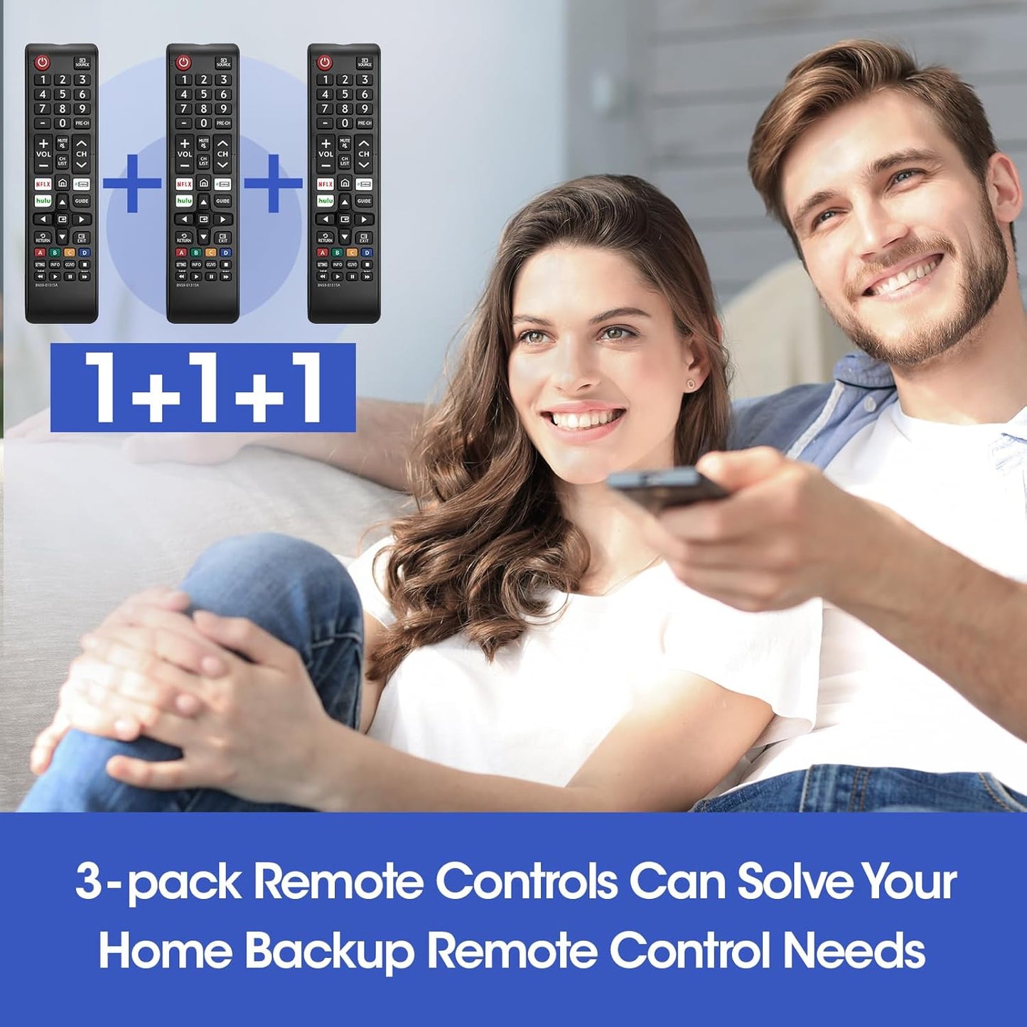 3 Pack Remote for All Samsung TV Remote, Replacement Compatible with All Samsung Smart TVs, LCD, LED, 3D, HDTV, Series TVs