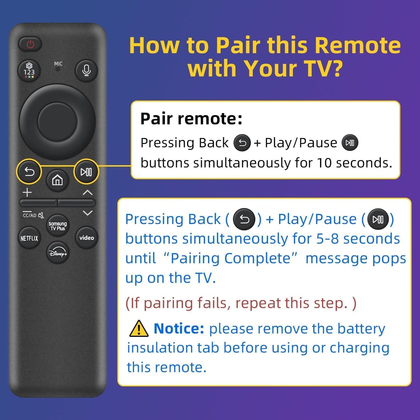 Rechargeable Voice Remote for Samsung Smart TVs, Replacement for 2019–2025 Samsung TV Remote Control with Solar Charging and Voice Search. 2-Year Warranty.