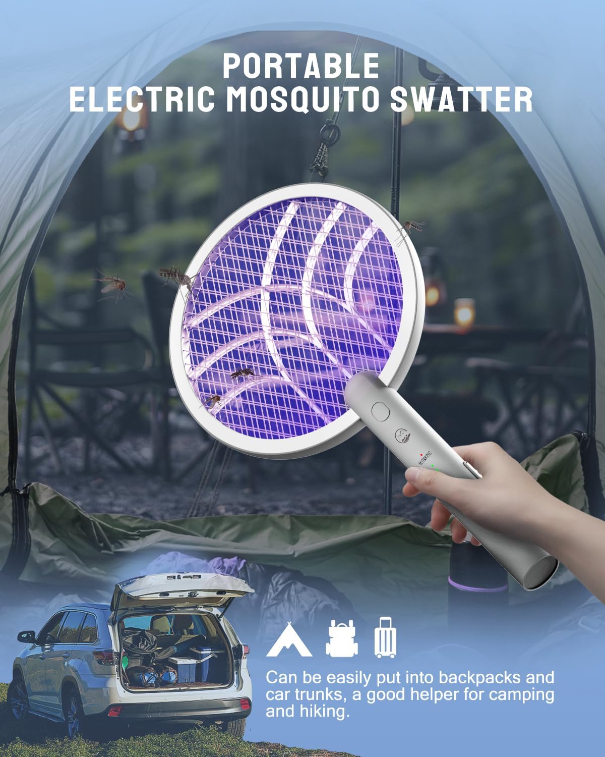 Electric Fly Swatter Racket, 4000V Bug Zapper with 1800mah Rechargeable Battery & Dual Modes, 2 in 1 Purple Mosquito Light Killer with 3-Layer Safety Mesh for Indoor Home Patio Camp(1 Pack)