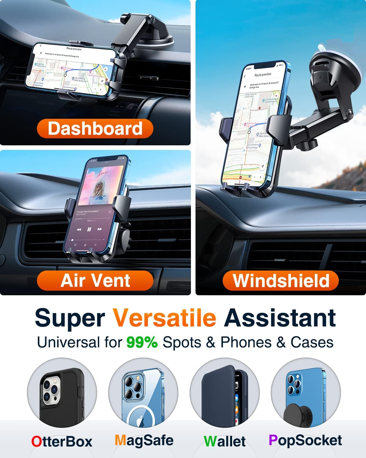 VANMASSใ85+LBS Strongest Suction & Military-Grade Ultimate Car Phone MountใPatent & Safety Certsใ Cell Phone Holder Truck for Dashboard Windshield Vent for iPhone 17 Pro Max 16 15 for Samsung