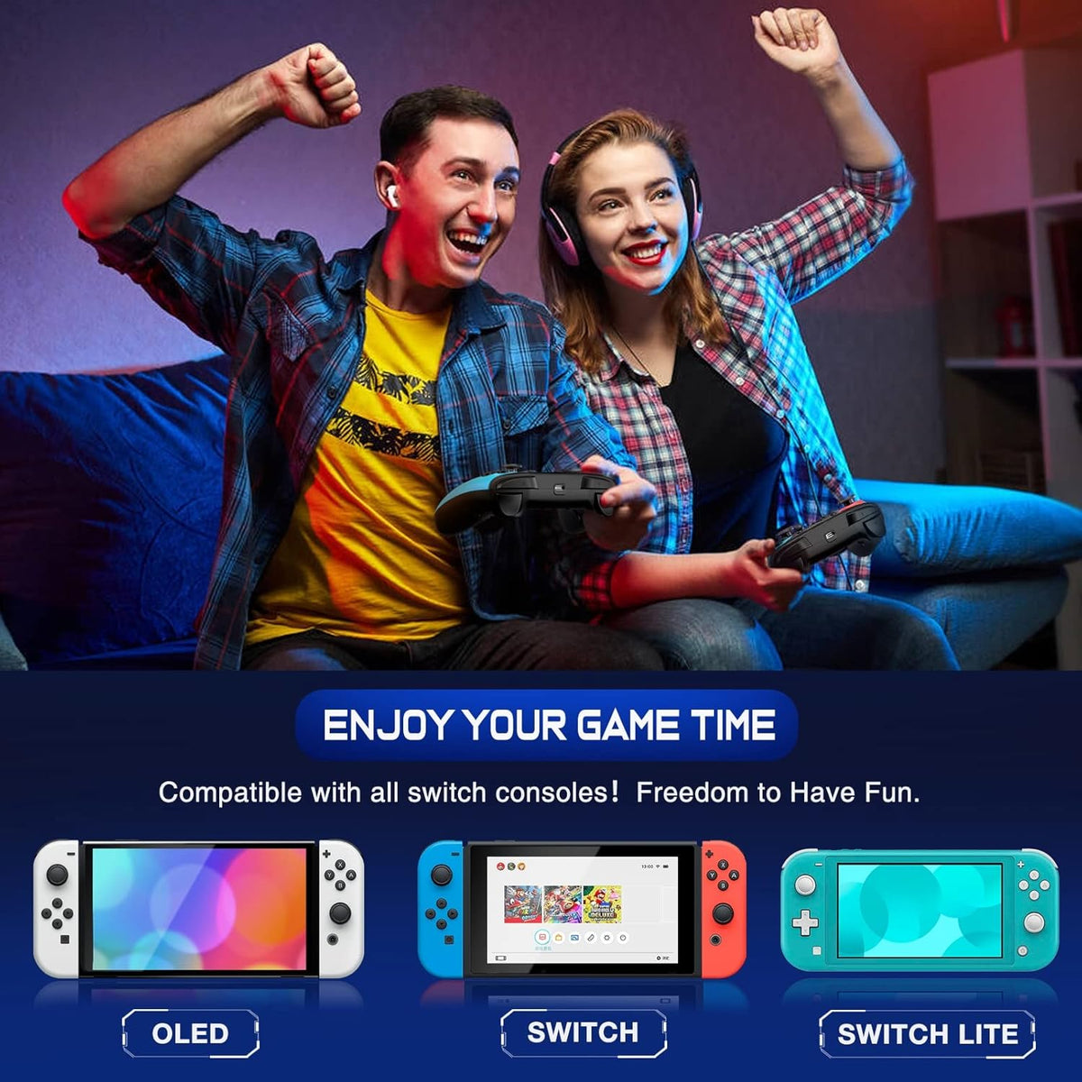 wireless switch controller for nintendo switch / switch 2 / lite / oled with back touch buttons, wake-up, programmable & turbo function