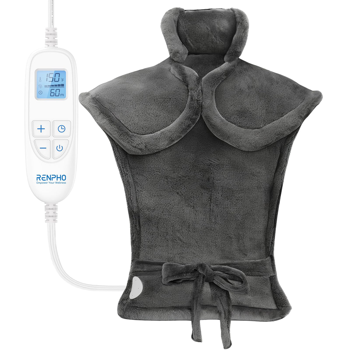 RENPHO Electric Heating Pad for Back, Electric Heat pad for Neck and Shoulders, FSA Eligible & HSA Store, 24"x33" Gray
