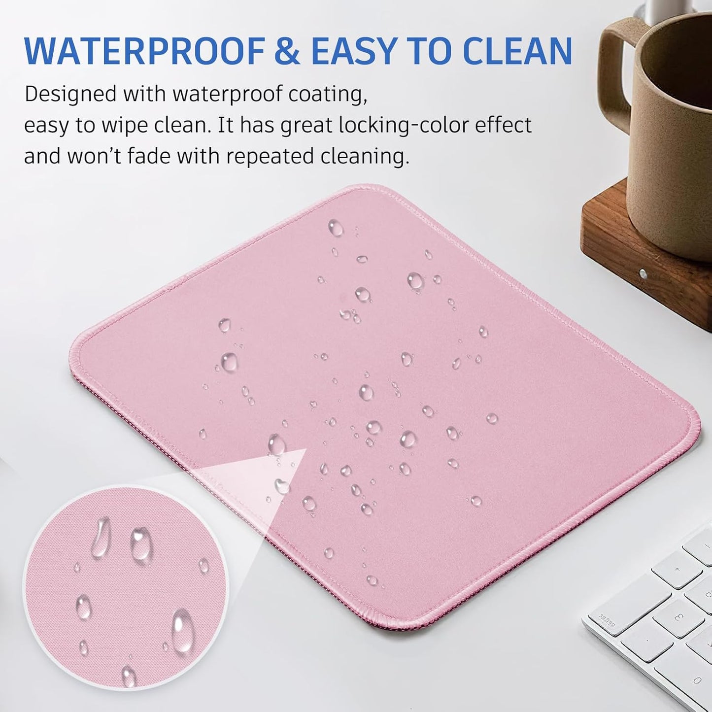 ZYAOTWQZ Pink Mouse Pad, Nice and Cute Mouse Pad, Splash-Proof Textured 10.2 x 8.2Inch, Stitched Edge Non-Slip Waterproof Rubber