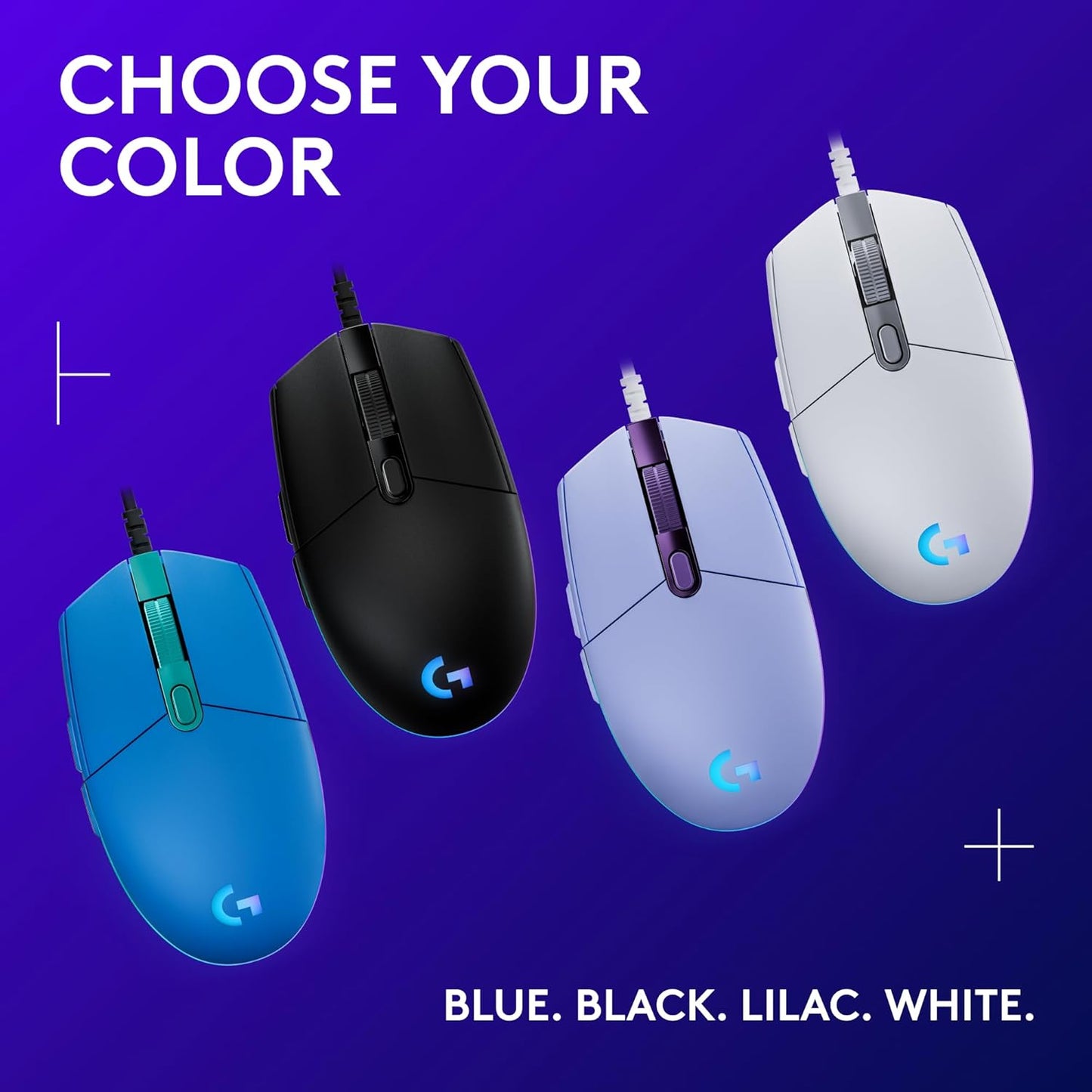Logitech G203 Wired Gaming Mouse, 8,000 DPI, Rainbow Optical Effect LIGHTSYNC RGB, 6 Programmable Buttons, On-Board Memory, Screen Mapping, PC/Mac Computer and Laptop Compatible - Black