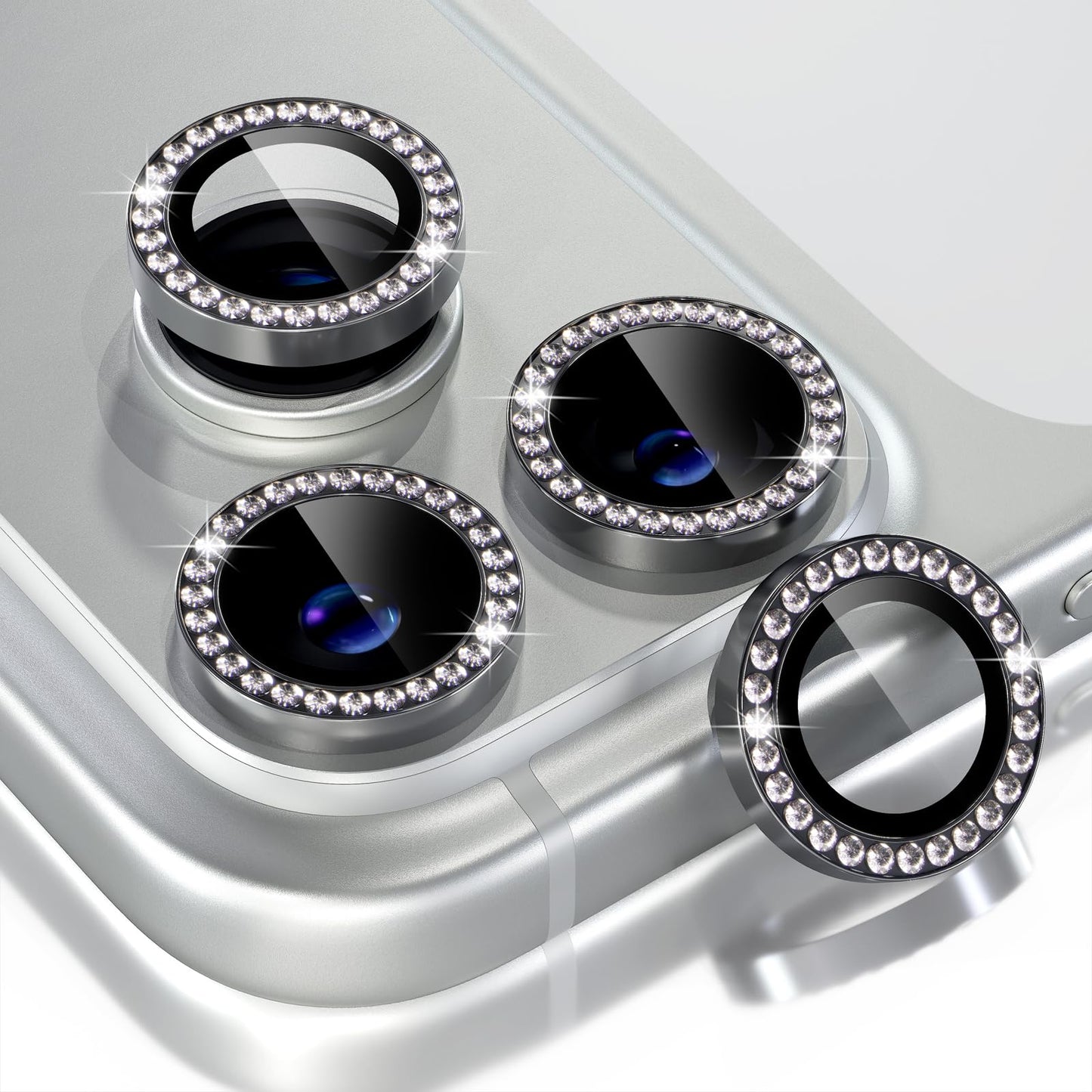 Choiche Compatible for iPhone 17 Pro/iPhone 17 Pro Max Camera Lens Protector Bling, 9H Tempered Glass Camera Cover Screen Protector Metal Ring Decoration Accessories (Diamond-Black)