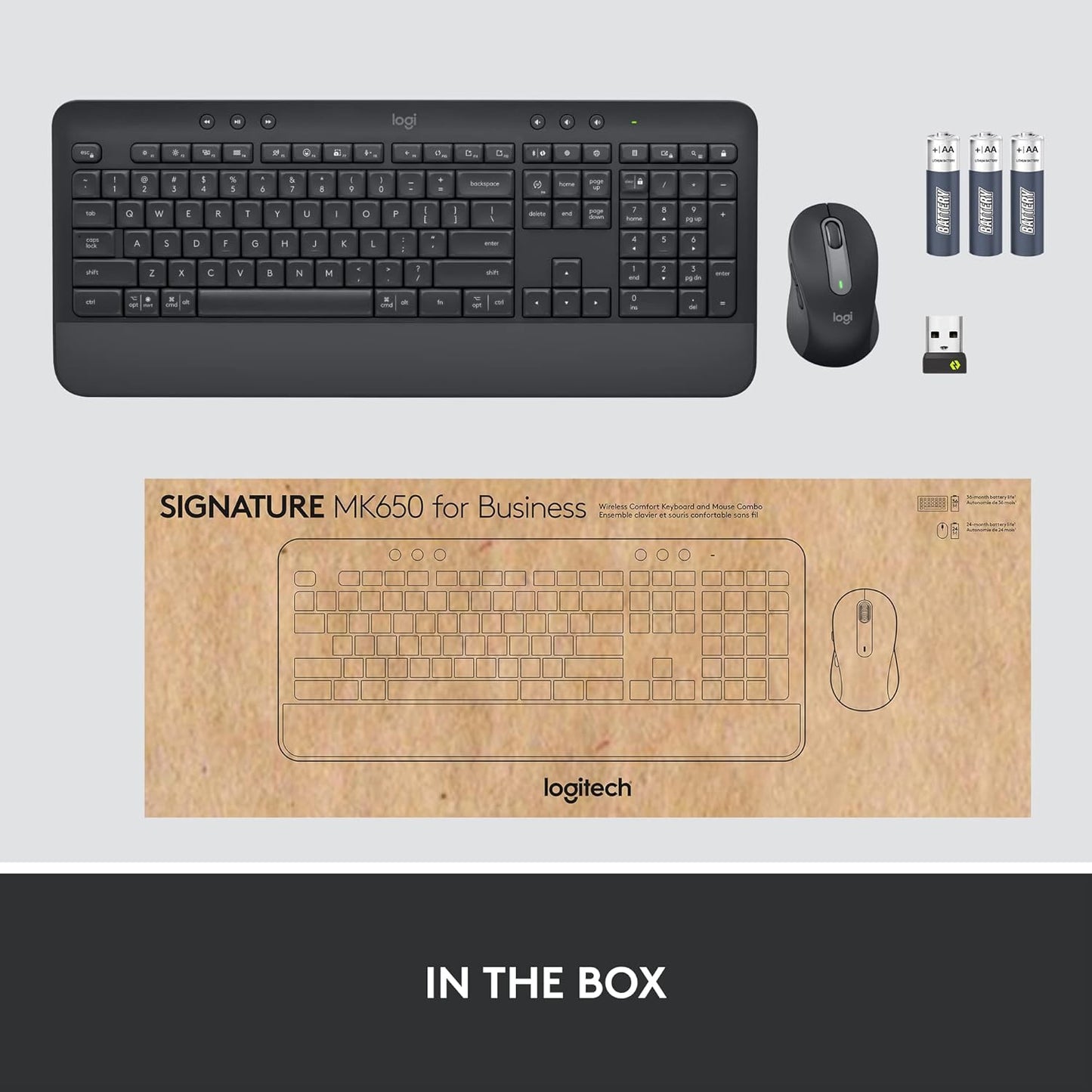 Logitech Signature MK650 Combo for Business, Wireless Mouse and Keyboard, Logi Bolt, Bluetooth, SmartWheel, Globally Certified, Windows/Mac/Chrome/Linux - Graphite