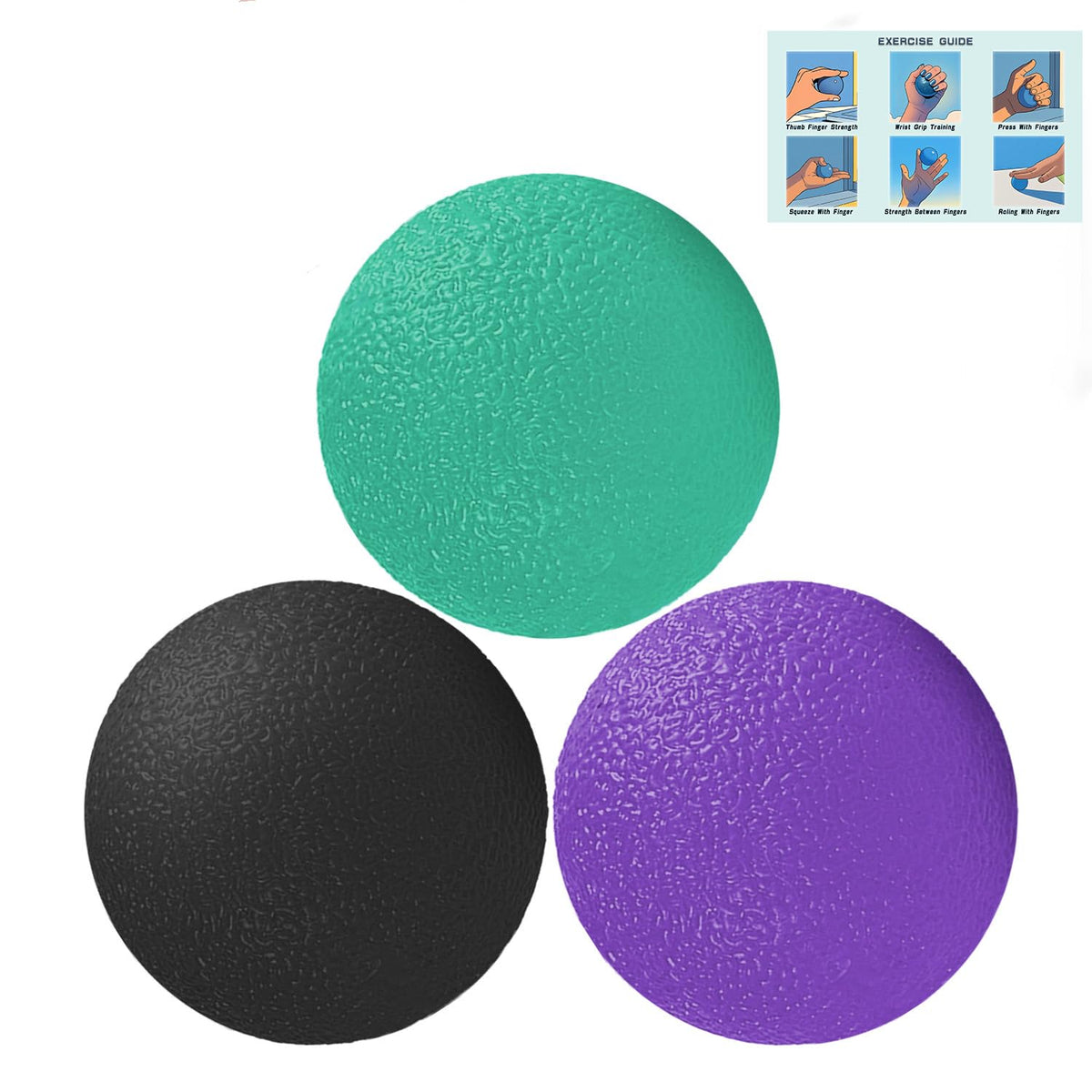 3-Pack Hand Therapy Stress Balls β Squeeze Balls for Finger, Wrist & Forearm Exercise, Multi-Resistance Grip Strength Trainer for Adults, Stress Relief & Relaxation