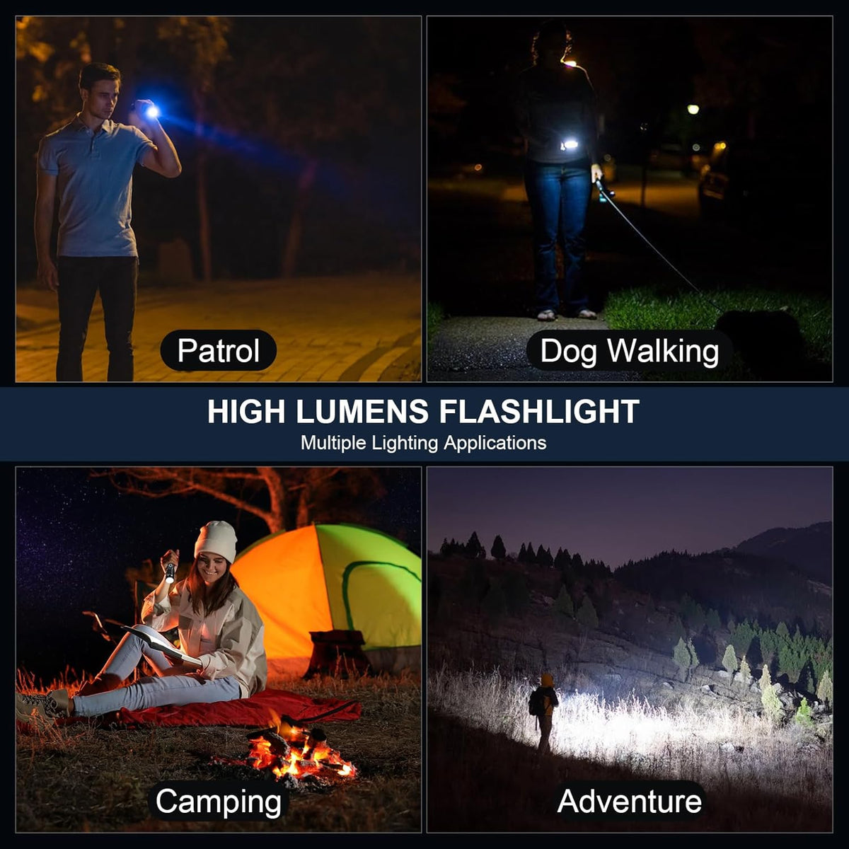 3 Pack Rechargeable Flashlights High Lumens, 990000LM Super Bright LED Flashlight, Adjustable Powerful Flash Light with 5 Modes & USB Cable, Waterproof Handheld Flashlight for Home Camping Outdoor