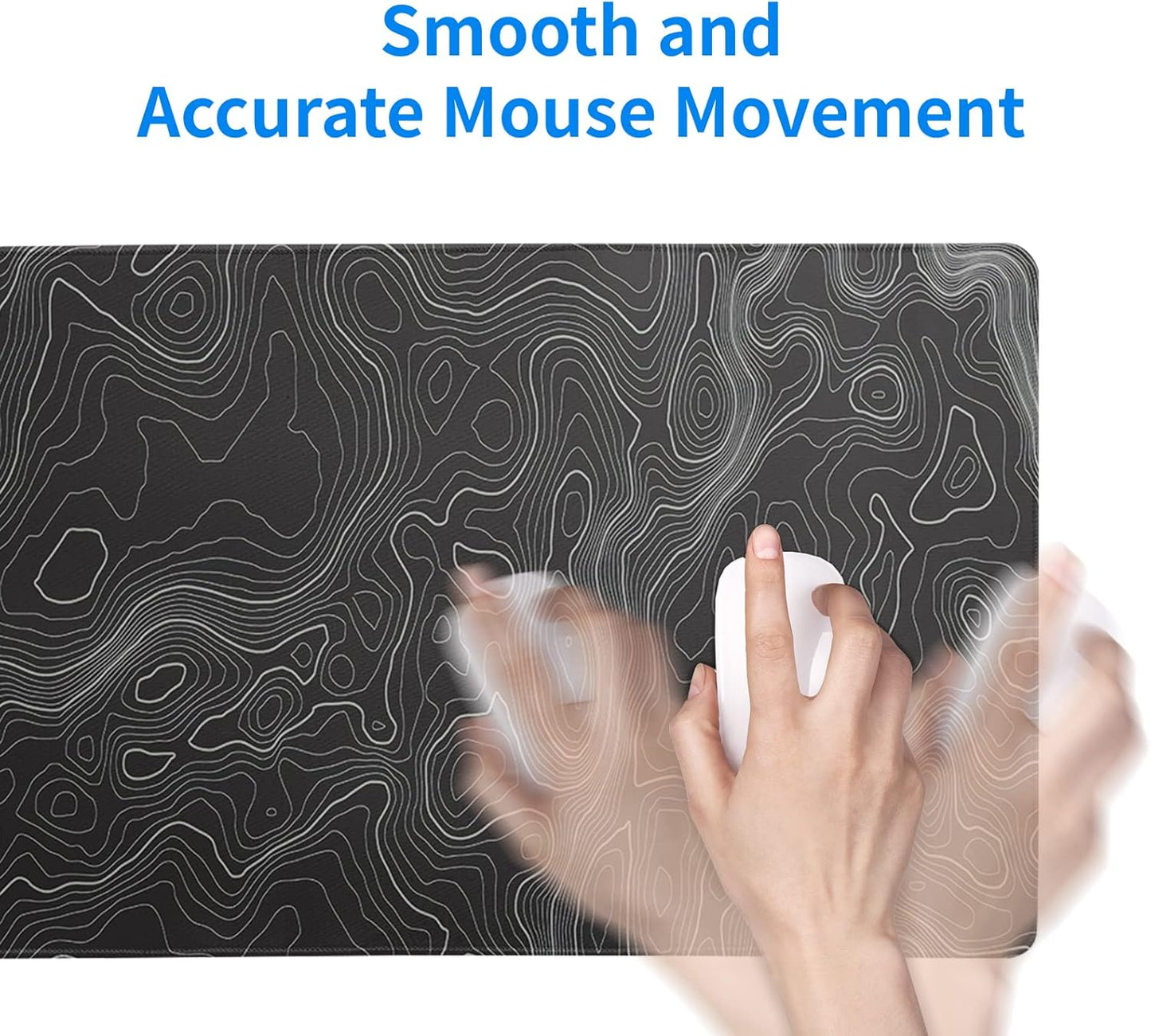 Topographic Contour Extended Big Mouse Pad Large,Gaming Mouse Pad Desk Pad,27.6x11.8 Inch Long Computer Keyboard Mouse Mat Mousepad with 3mm Non-Slip Base and Stitched Edge for Gaming and Office