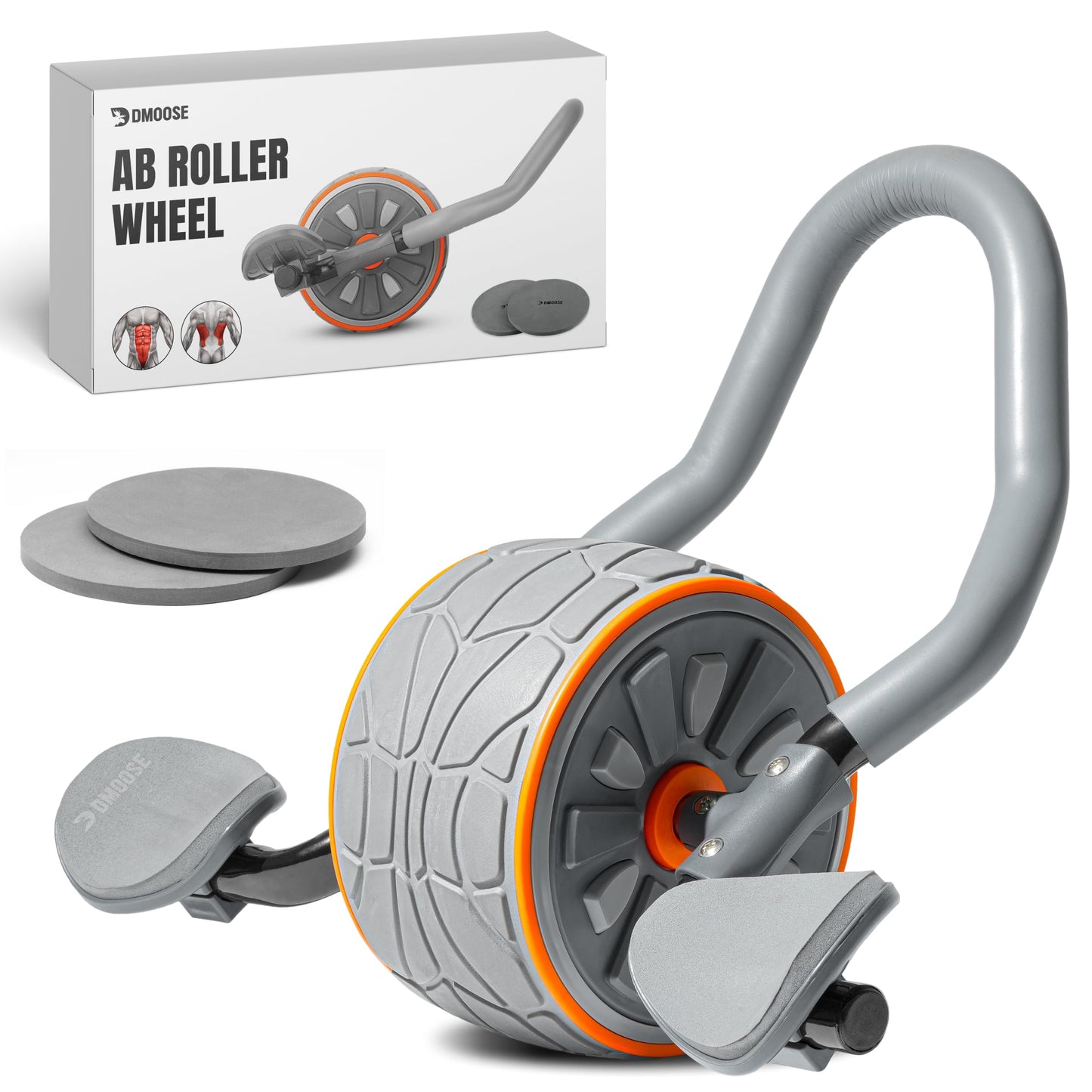 DMoose Fitness Ab Roller Wheel with Elbow Support & 2 Knee Pads - Abdominal Exercise Trainer for Core Strength Training - Ultimate Abs Workout Equipment for Home and Gym - Ab Machine for Men & Women