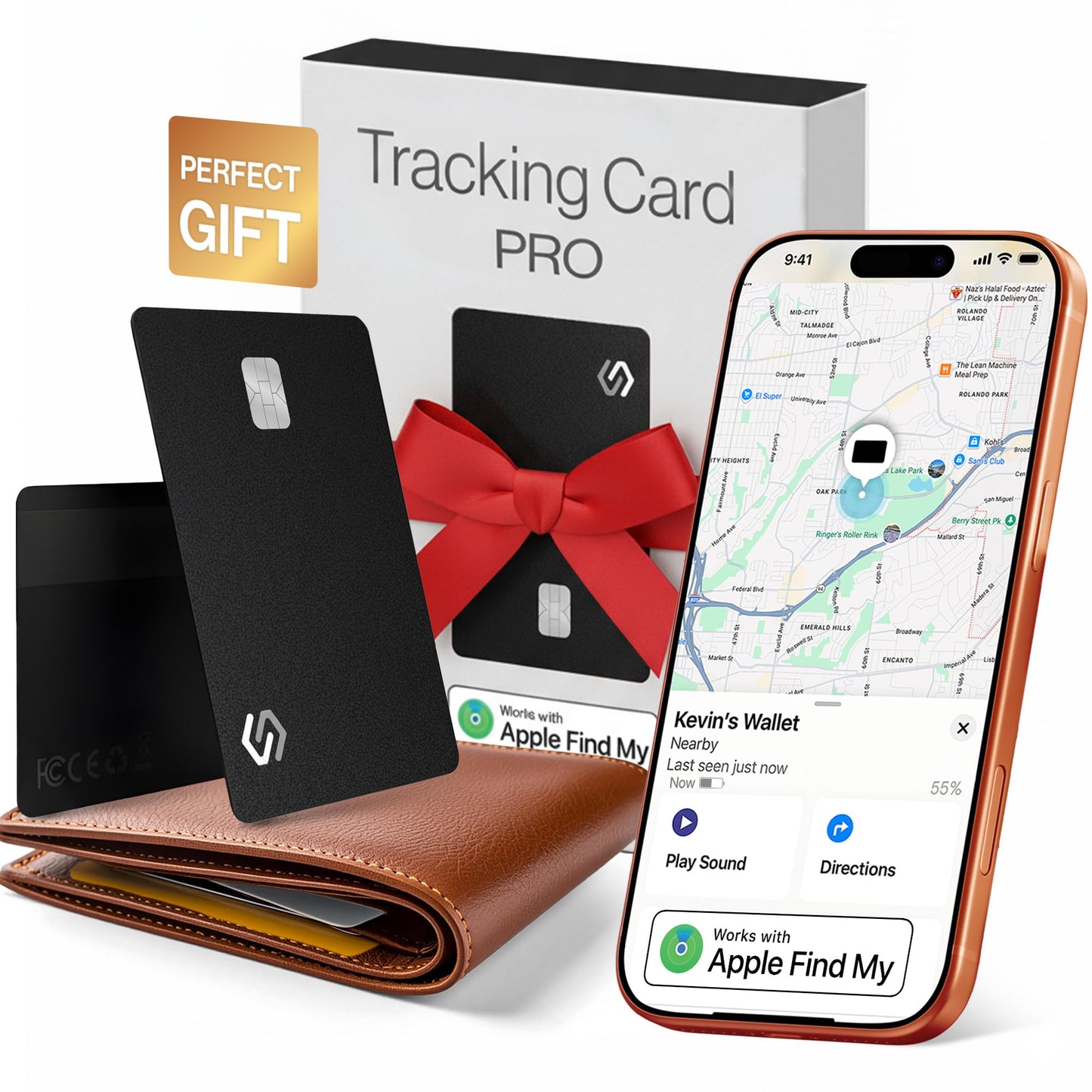 SPOTMINDERS Apple MFi Certified Wallet Tracker PRO for Travel Credit Card Design Works with Apple Find My IP68 Waterproof Rechargeable Tracking Card for Wallet Luggage Passport 0.07in Slim Item Finder